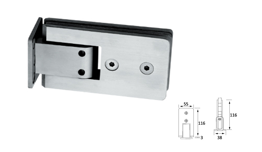 Glass Shower Hinge,Long Type 0°，Wall To Glass,one way
